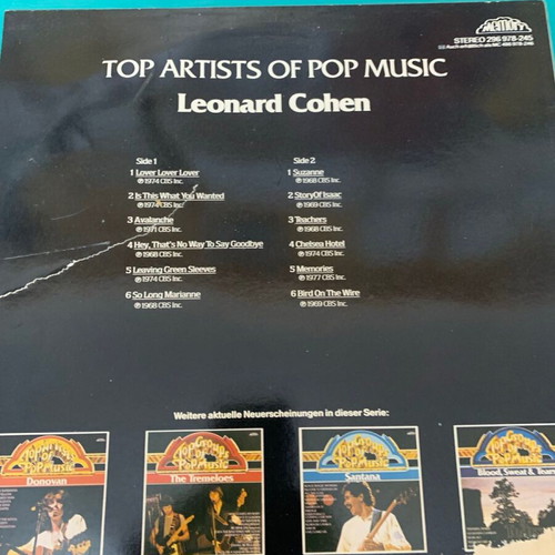 Top Artists of Pop Music Leonard Cohen record used