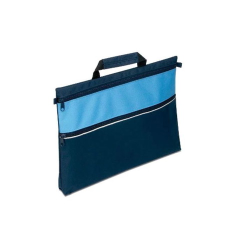 Conference bag new, two-tone blue and navy, 38x28 cm