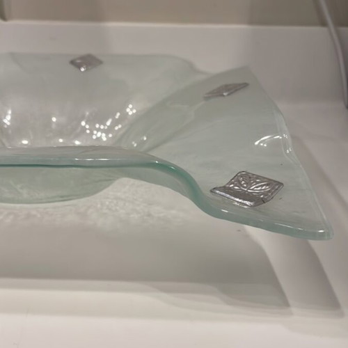 Vetropolis Square Deep Serving Platter like new with Metal Details