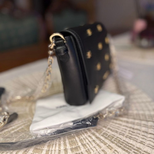 Karl Lagerfeld K/Autograph SM Crossbody Bag new, black and gold leather