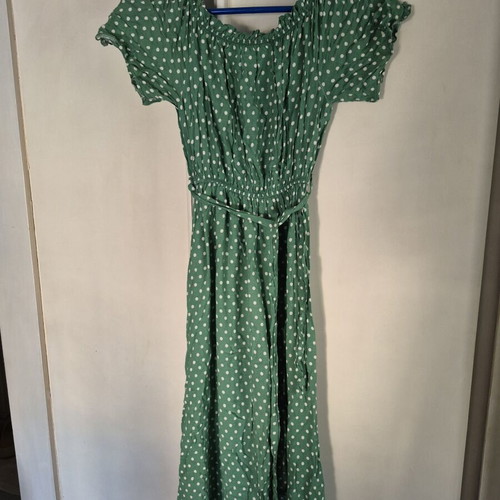 Mint green polka dot midi dress