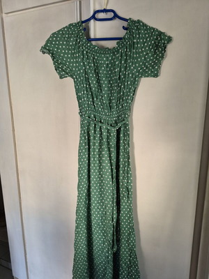 Mint green polka dot midi dress