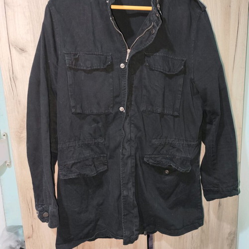 Jean jacket black Large used with pockets and zipper