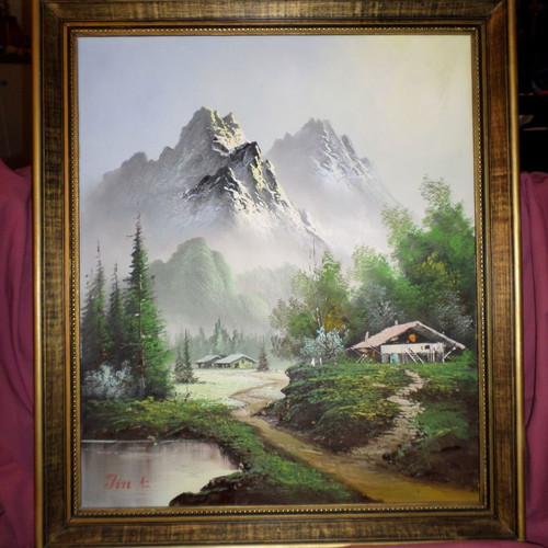 Landscape painting like new with vintage frame 67x78cm