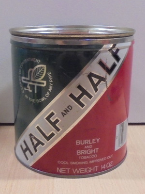 Half & Half παλιό μεταλλικό κουτί καπνού πίπας άδειο μεταχειρισμένο με καπάκι