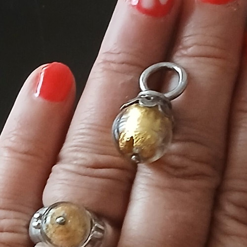 Follei Folli silver 925 ring and pendant set with gold