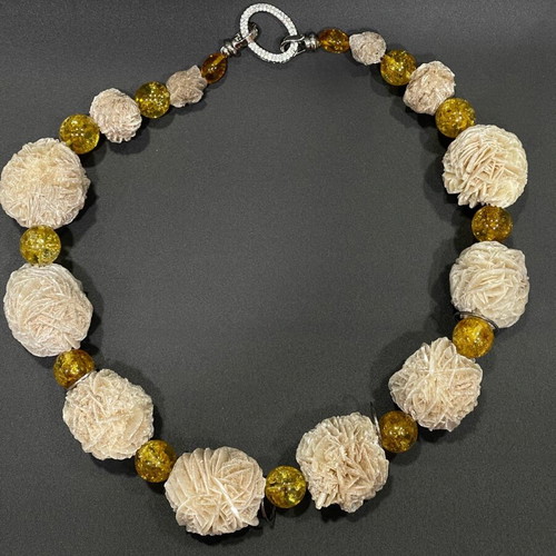 Necklace with Desert Rose and Baltic Amber new