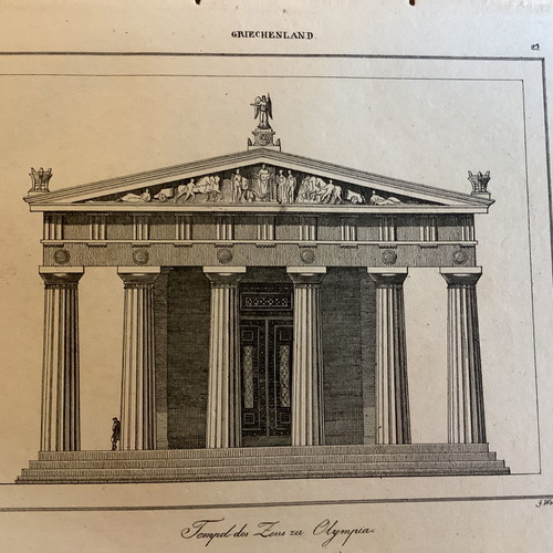 Temple of Zeus in Olympia chalcography used 21x13 cm