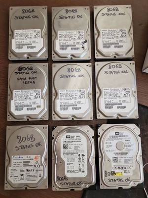 3.5" HDD 80GB used, pack of 9 internal hard drives