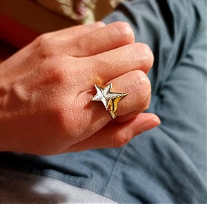 Δαχτυλίδι αστέρι επιχρυσωμένο ασήμι