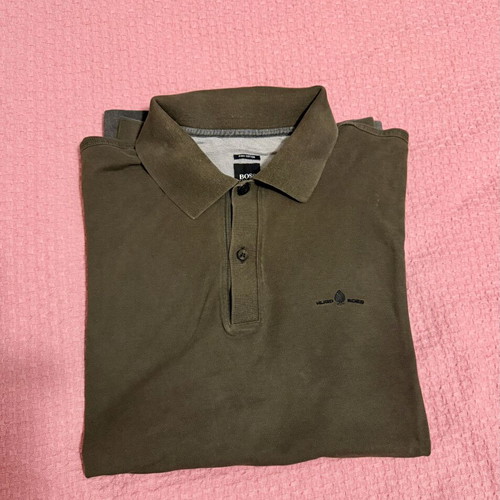 HUGO BOSS men's long-sleeve polo Pima Cotton khaki