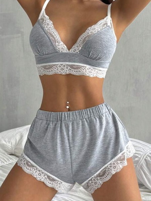 Shein lace pajama set new, size S, gray