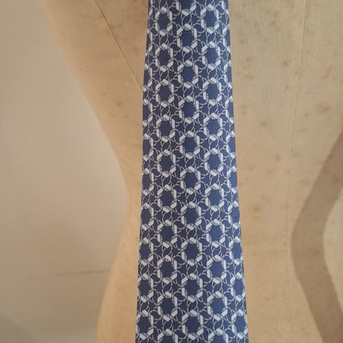 Hermes vintage μπλε μεταξωτή γραβάτα
