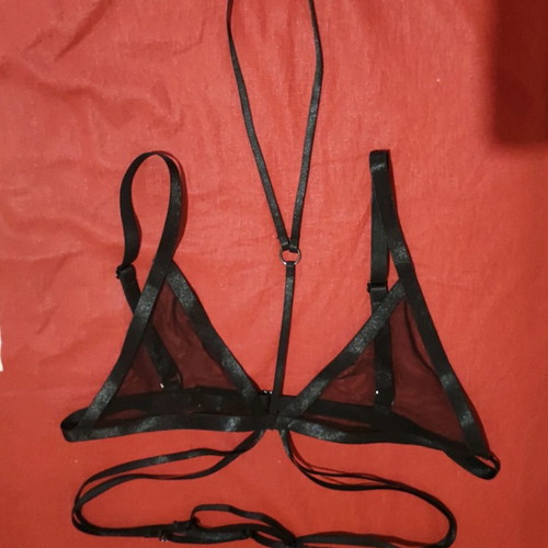 Lingerie set mesh with adjustable size, new, black