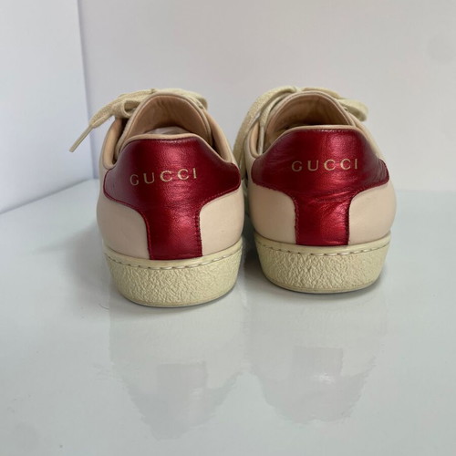 Gucci leather sneakers used, beige, size 37