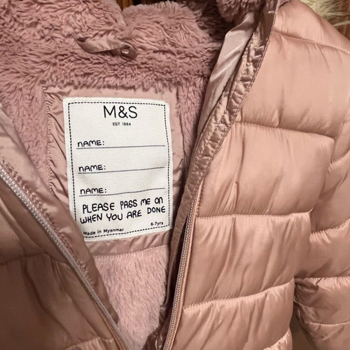 Marks & Spencer girls' hooded jacket pink new with fur lining