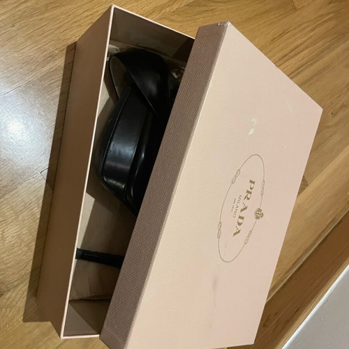 Prada black leather high platform pumps like new
