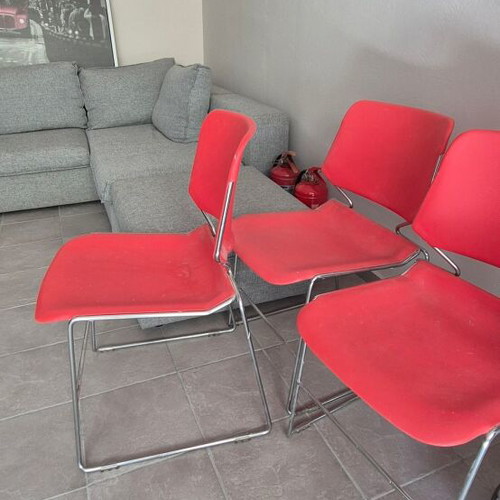 3 Chairs with metal frame