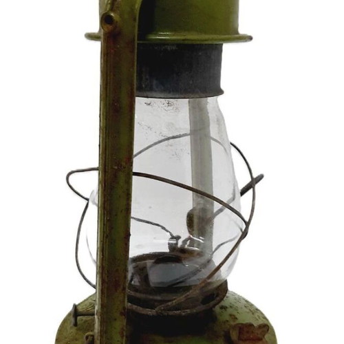 Vintage rustic gas lantern used, metal and glass