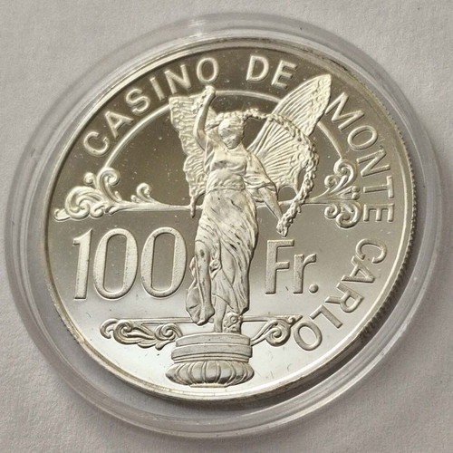 Monaco Casino de Monte Carlo 1977 Proof Silver 100 Franc Token Coin