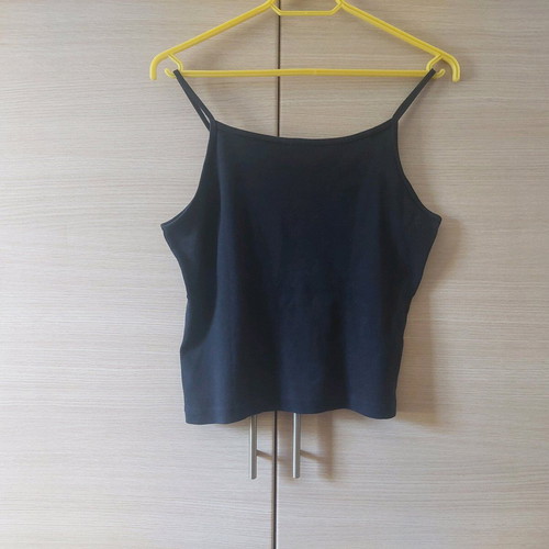 Vintage Bubinga Lounge black short tank top used, size Medium/Large