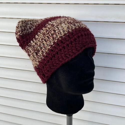Handmade beanie with cat ears new, beige and burgundy