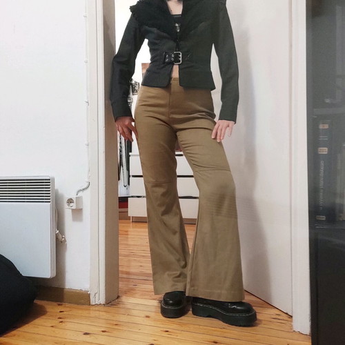 Anna Riska camel faux suede flare trousers like new