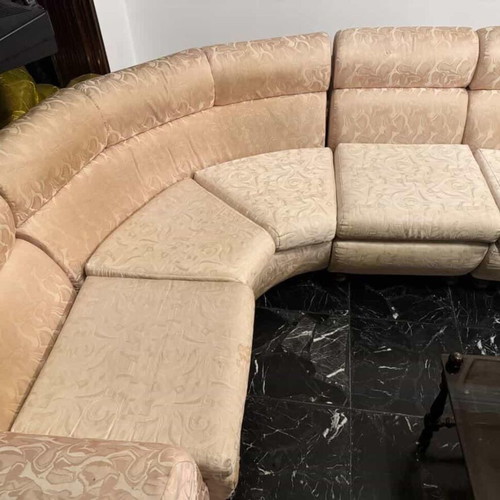 Corner sofa 6-seat used with curved beige champagne angle
