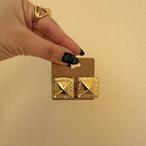 Steel earrings new, gold color, hypoallergenic studs