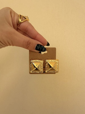 Steel earrings new, gold color, hypoallergenic studs