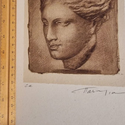Miltos Pantelias chalcography used, female head