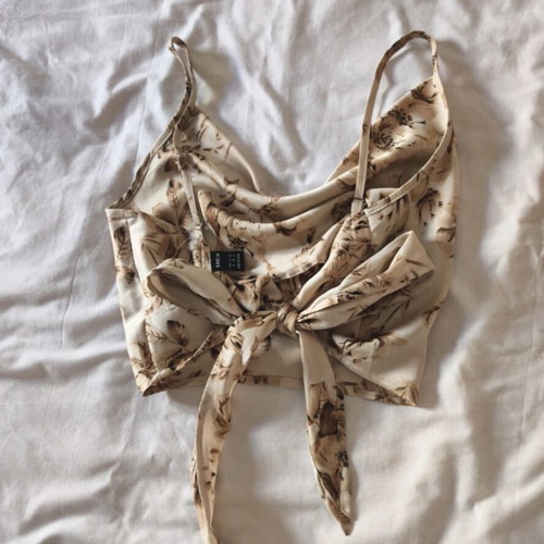 Shein satin floral top like new, beige champagne color, adjustable straps