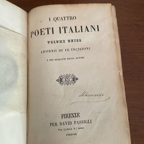 I Quattro Poeti Italiani, first edition 1840-1844, illustrated poetry anthology