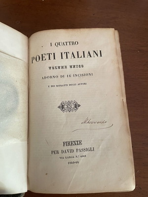 I Quattro Poeti Italiani, first edition 1840-1844, illustrated poetry anthology