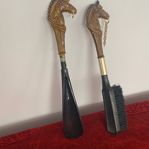Brush and Shoe Horn Used, Antique from Belgium