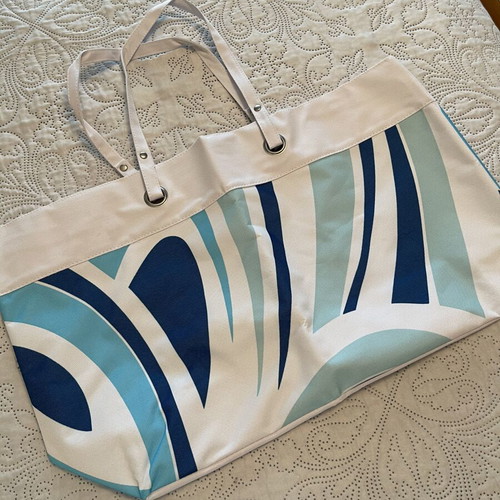L’Oréal fabric shoulder bag new, white and blue