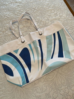 L’Oréal fabric shoulder bag new, white and blue