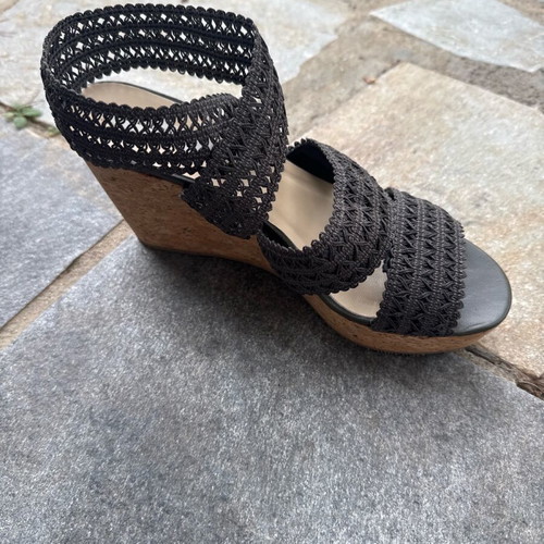L.K. Bennett khaki wedge sandals like new, size 39