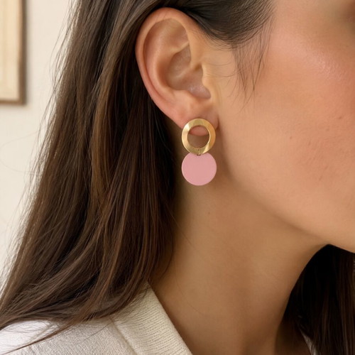 Earrings in pink gold new