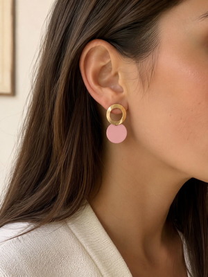 Earrings in pink gold new