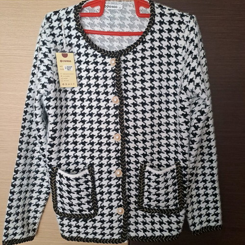 CONOS cardigan new with tags, black and white houndstooth, M/L