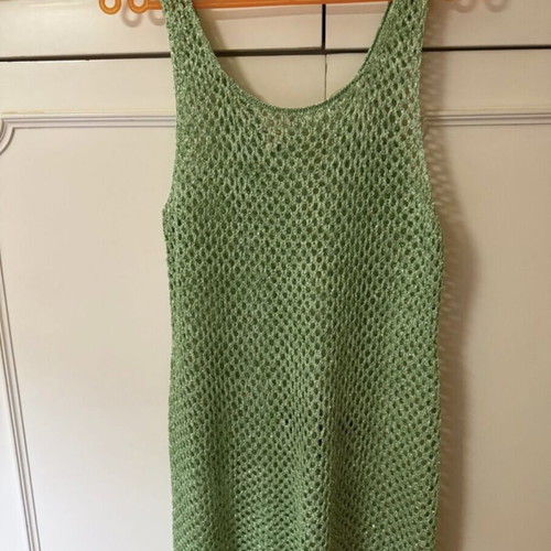 H&M beachwear knitted mini dress with glitter and sequins light green, new