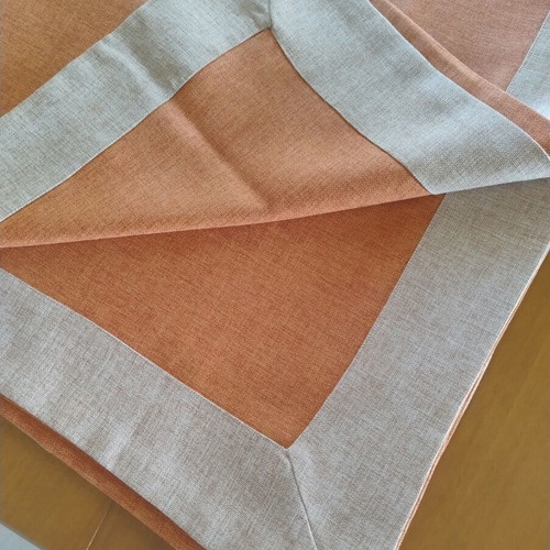 Linen tablecloth with beige border, 2.25x1.75m