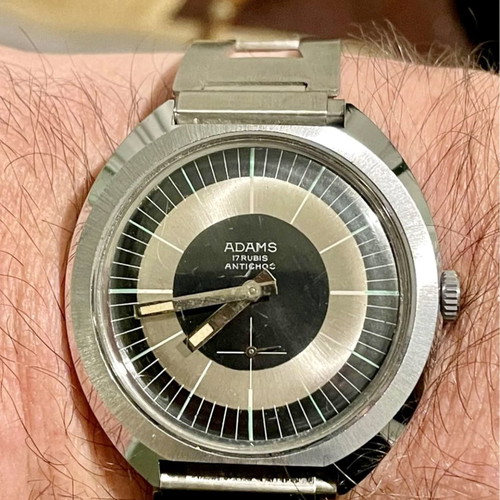Adams Vintage wristwatch new, 1970s wind-up with original bracelet