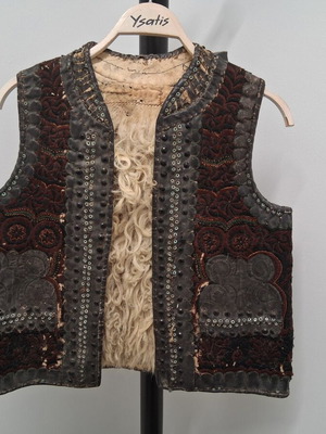 Traditional vest used, leather with wool lining