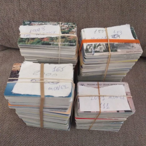 Phone cards used, pack of 1660 single cards from 1992 to 2011
