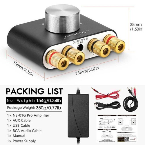 Nobsound NS-01G Pro Mini Bluetooth 5.0 Digital HiFi Audio Amplifier 50W+50W New
