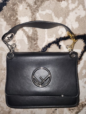 Fendi Smooth Calfskin Kan I F Shoulder Bag like new, black
