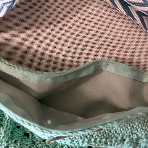 Handmade knitted crossbody bag in mint shade made to order