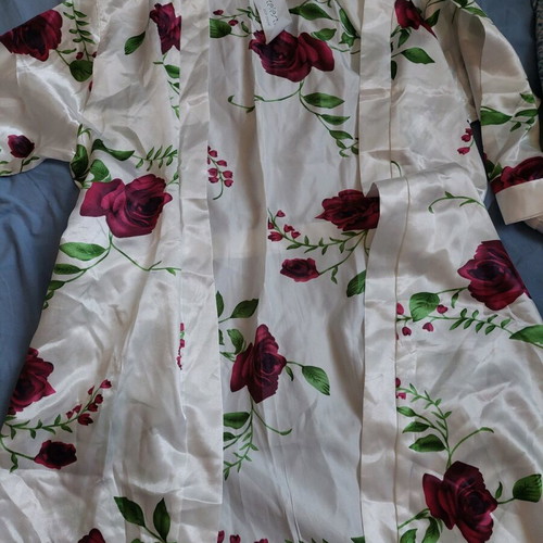 Satin nightdress and robe new Celestino white with roses